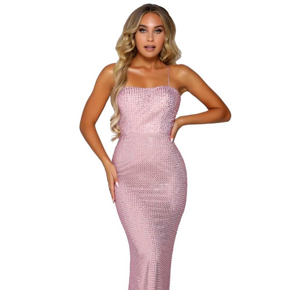 Portia and Scarlett PS6328 - Pink Lace-Up Dress